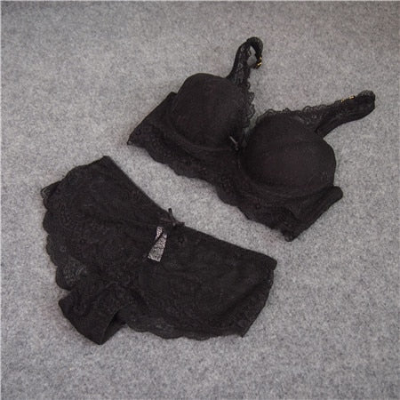 Fashion sexy bra set women's push up lace underwear panties summer thin breathable bra set