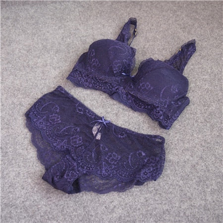 Fashion sexy bra set women's push up lace underwear panties summer thin breathable bra set