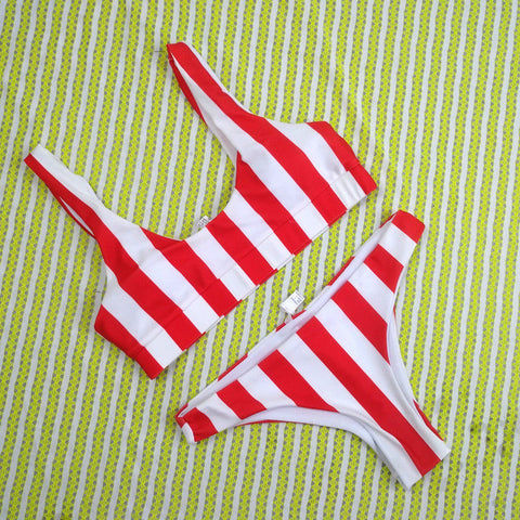 2018 New Women Striped Bikini Set Women Swimwear Push Up Padded Swimsuits Bathing Suit Beach Outwear