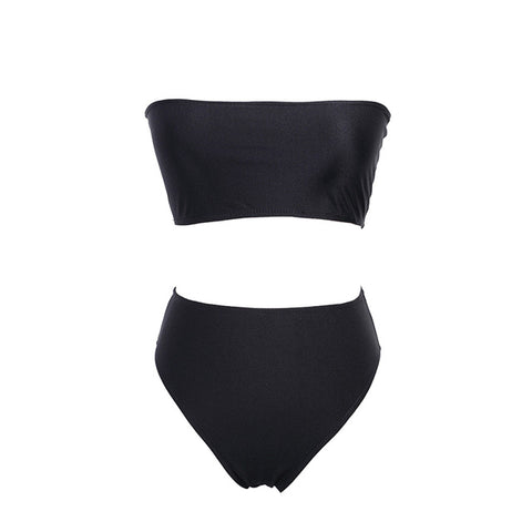 2018 New Bikini Strapless Swimwear Women Solid 6 Color Swimsuit $4.39 Per Piece New Item Sexy Off Shoulder Bathing Suit