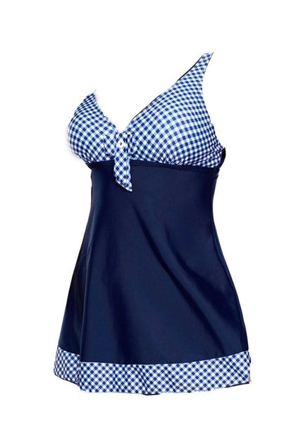 Plus Size Tankini For Women Swimwear Plaid Sexy Bikini Bathing Suit Beach Wear Swimsuit Bow Tied Deep V Bodysuit