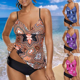 Sport Large Size Swimwear 2018 Sexy Plus Size Swimsuit XXXXXL Biquini Beach Wear Printed Spaghetti Strap Layered Tankini Set