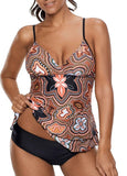 Sport Large Size Swimwear 2018 Sexy Plus Size Swimsuit XXXXXL Biquini Beach Wear Printed Spaghetti Strap Layered Tankini Set