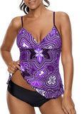 Sport Large Size Swimwear 2018 Sexy Plus Size Swimsuit XXXXXL Biquini Beach Wear Printed Spaghetti Strap Layered Tankini Set