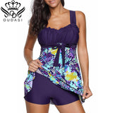 High Cut Swimdress Plus Size Tankini Swimsuits Floral print Swimwear Women Ladies Push Up With Shorts Sport Two Pieces 5XL