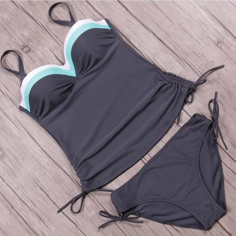 Raintropical 2019 New Patchwork Women Swimwear Sexy Female Push Up Swimsuit Tankini Set Retro Summer Beach Wear Bathing Suits