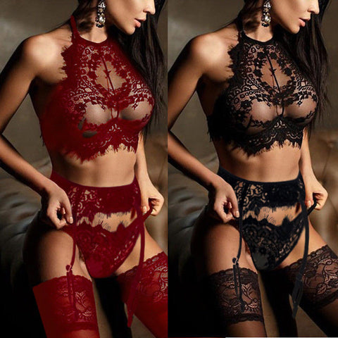 Women Sexy-Lingerie Exotic Sets Nightgown Fashion Female Babydoll Panties Underwear Lace Bra Sets Sleepwear