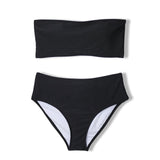 PLAVKY 2019 Retro Sexy Yellow Striped Strapless Bandeau Biquini Cut High Waist Swim Bathing Suit Swimsuit Swimwear Women Bikini