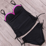 TQSKK 2019 New Patchwork Women Swimwear Sexy Female Push Up Swimsuit Sexy Tankini Set Retro Summer Beach Wear Bathing Suits
