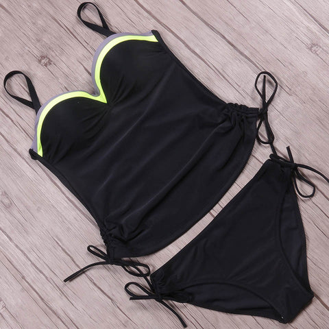 TQSKK 2019 New Patchwork Women Swimwear Sexy Female Push Up Swimsuit Sexy Tankini Set Retro Summer Beach Wear Bathing Suits
