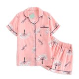 Japanese simple short pyjamas women 100% cotton short sleeves ladies pajama sets shorts Cute cartoon sleepwear women homewear