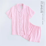 Japanese simple short pyjamas women 100% cotton short sleeves ladies pajama sets shorts Cute cartoon sleepwear women homewear