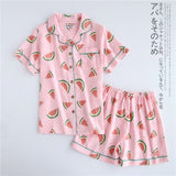 Japanese simple short pyjamas women 100% cotton short sleeves ladies pajama sets shorts Cute cartoon sleepwear women homewear