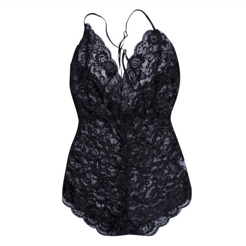 Sexy Womens Lingerie Nightwear Bodysuits Underwear Lace Cross Bandage Babydoll Bodysuit Plus Size