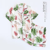 Japanese simple short pyjamas women 100% cotton short sleeves ladies pajama sets shorts Cute cartoon sleepwear women homewear