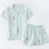 Japanese simple short pyjamas women 100% cotton short sleeves ladies pajama sets shorts Cute cartoon sleepwear women homewear