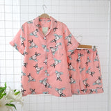 Japanese simple short pyjamas women 100% cotton short sleeves ladies pajama sets shorts Cute cartoon sleepwear women homewear