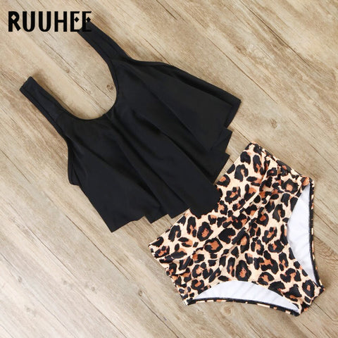 RUUHEE Bikini 2019 Swimsuit Swimwear Women High Waist Tankini Bikini Set Push Up Bathing Suit Beachwear Plus Size Swimwear