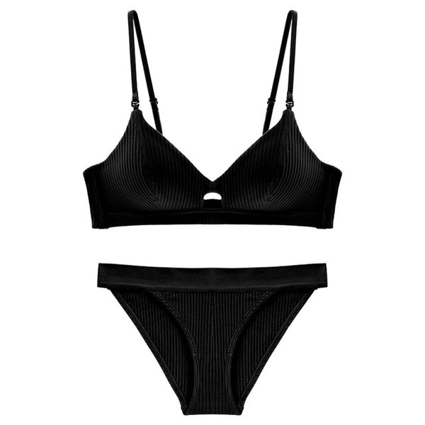 CINOON High Quality Cotton Underwear Set Fashion Striped Bra Set Noble Girl Lingerie Set Push Up Bra Sexy Bra And Panty Sets