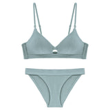 CINOON High Quality Cotton Underwear Set Fashion Striped Bra Set Noble Girl Lingerie Set Push Up Bra Sexy Bra And Panty Sets