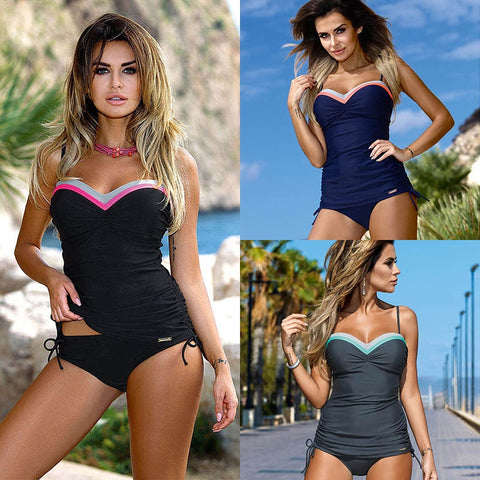 TQSKK 2019 New Patchwork Women Swimwear Sexy Female Push Up Swimsuit Sexy Tankini Set Retro Summer Beach Wear Bathing Suits